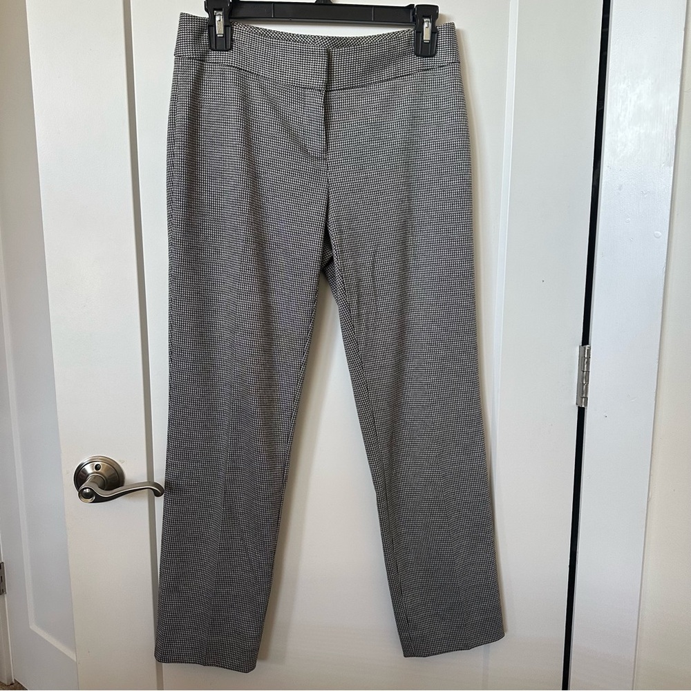 Vince Camuto Women's Gray Houndstooth Slim Petite Pants